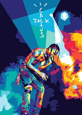 Travis Scott Colorful Pop Art Portrait
