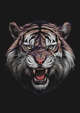Roaring Tiger Head Illustration