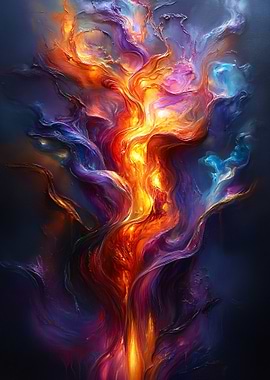 Abstract Fire and Ice Painting