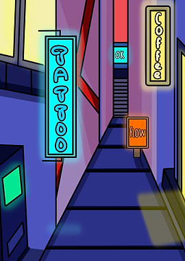 Neon Cityscape Alleyway