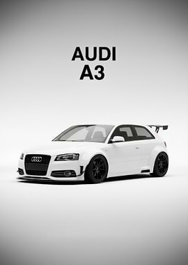White Audi A3 Car poster