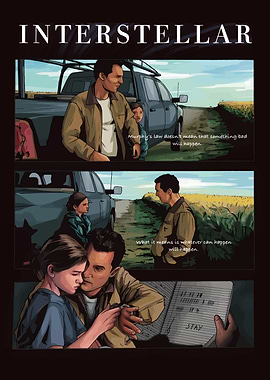 Interstellar Comic Panel Illustration