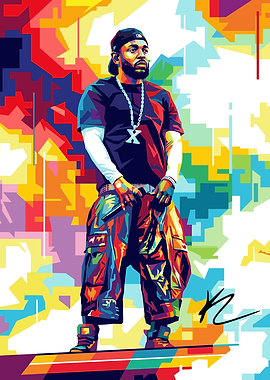 Kendrick Lamar Rapper Colorful Portrait