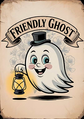 Friendly Ghost Cartoon Illustration