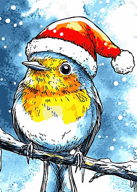 Christmas Robin Illustration