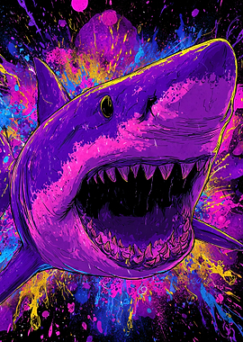 Colorful Shark with Open Mouth