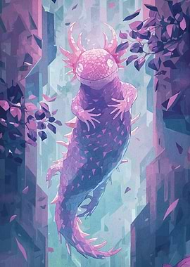 Axolotl in a Purple Dreamscape