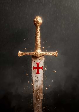 Crusader Sword with Red Cross