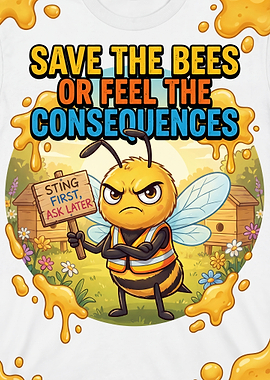Save the Bees Cartoon Illustration