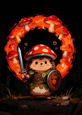 Hedgehog Mushroom Knight Digital Art