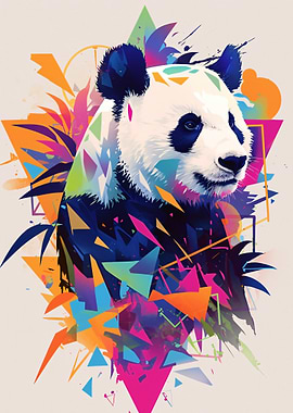 Colorful Panda Geometric Art