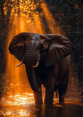 Elephant in Golden Light