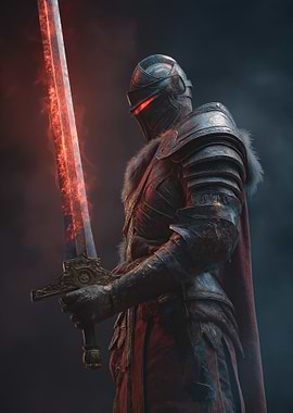 Armored Knight with Flaming Sword