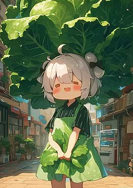 Anime Girl with Cabbage Outfit