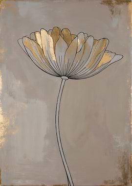 Golden Wildflower Line Art