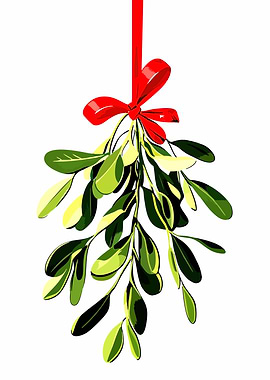 Mistletoe with Red Ribbon