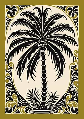 Palm Tree Art Nouveau Illustration