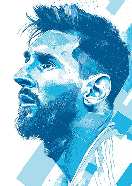 Lionel Messi Blue Portrait