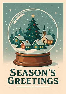 Season's Greetings Snow Globe Illustration