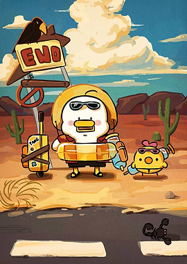 Cartoon Duck Desert Adventure