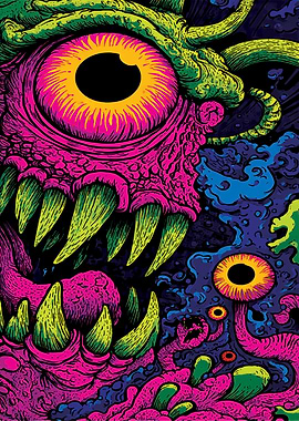 Monster with Eye and Sharp Teeth