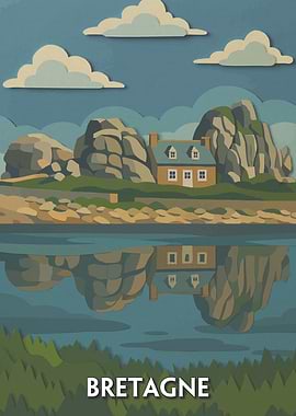 Bretagne Coastal House Reflection