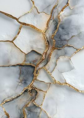 Kintsugi Marble with Gold Veins
