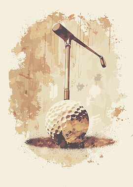 Golf Ball and Club Abstract Art