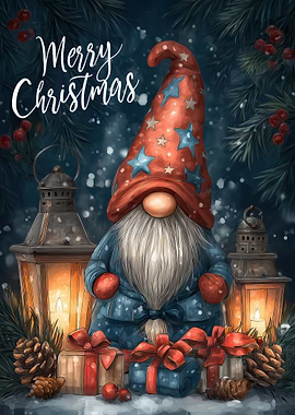 Merry Christmas Gnome with Gifts