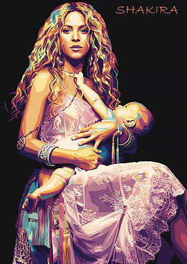Shakira and Child Digital Art