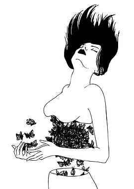 Woman with Butterflies Digital Art