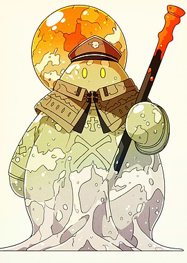 Blob Character with Staff and Hat