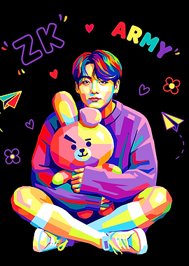 Jungkook Pop Art Portrait with Cooky