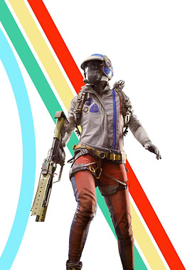 Operator with Weapon and Retro Stripes