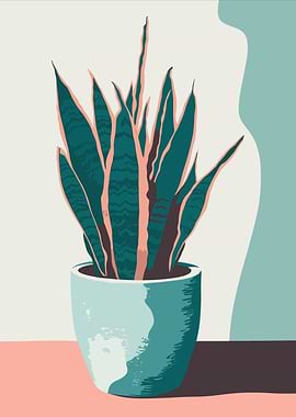 Snake Plant in Pot Illustration