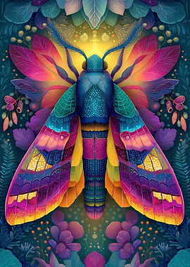 Colorful Psychedelic Moth