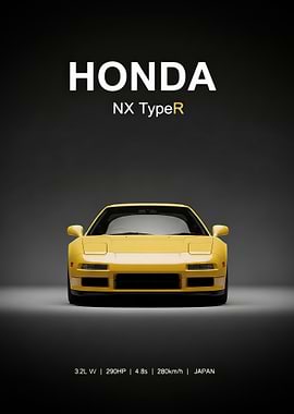 Honda NX TypeR Yellow Car poster