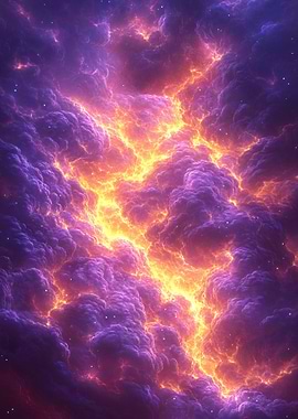Nebula Cloudscape with Fiery Center
