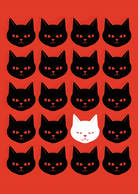 Black and White Cats Pattern