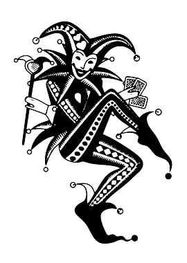 Black and White Jester Illustration