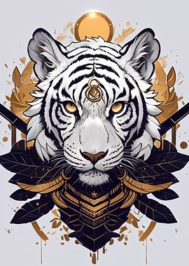 White Tiger with Golden Accents