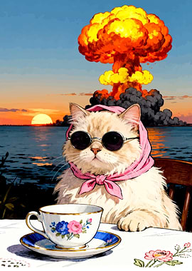 Cat with Tea and Nuclear Explosion