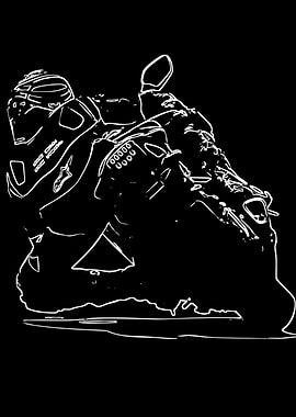 Motorcycle Rider Outline on Black