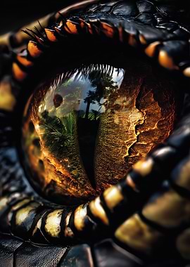 Reptilian Eye Forest Reflection