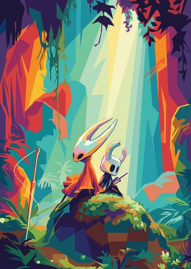 Hollow Knight Colorful Forest Scene