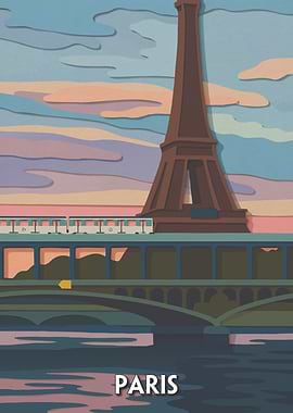 Paris Eiffel Tower Travel Poster