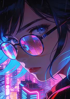 Simplicity - Cyberpunk Girl with Glasses