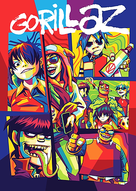 Gorillaz Band Colorful Pop Art