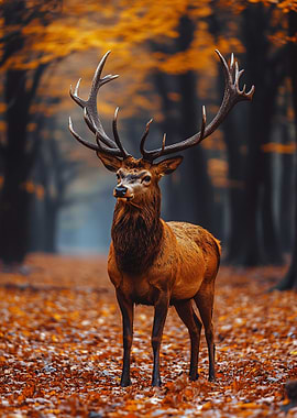 Majestic Deer in Autumn Forest