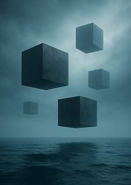 Floating Cubes Over the Ocean